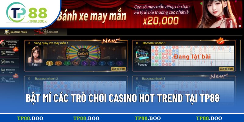 Top 3 trò chơi casino nổi bật tại TP88